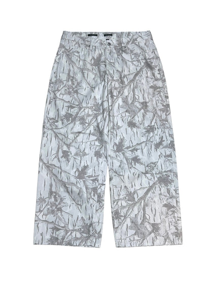 Barrel Leg Snow Camo Denim Pants