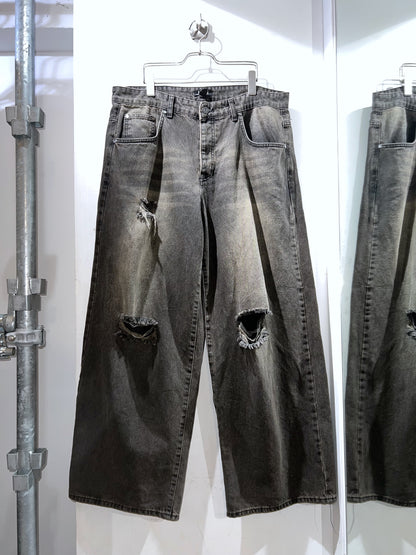 Soft Faded Distressed Baggy Jeans