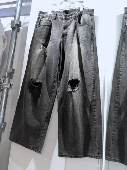 Soft Faded Distressed Baggy Jeans