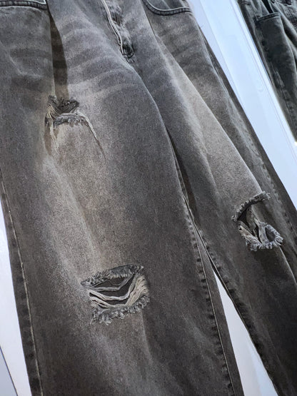 Soft Faded Distressed Baggy Jeans