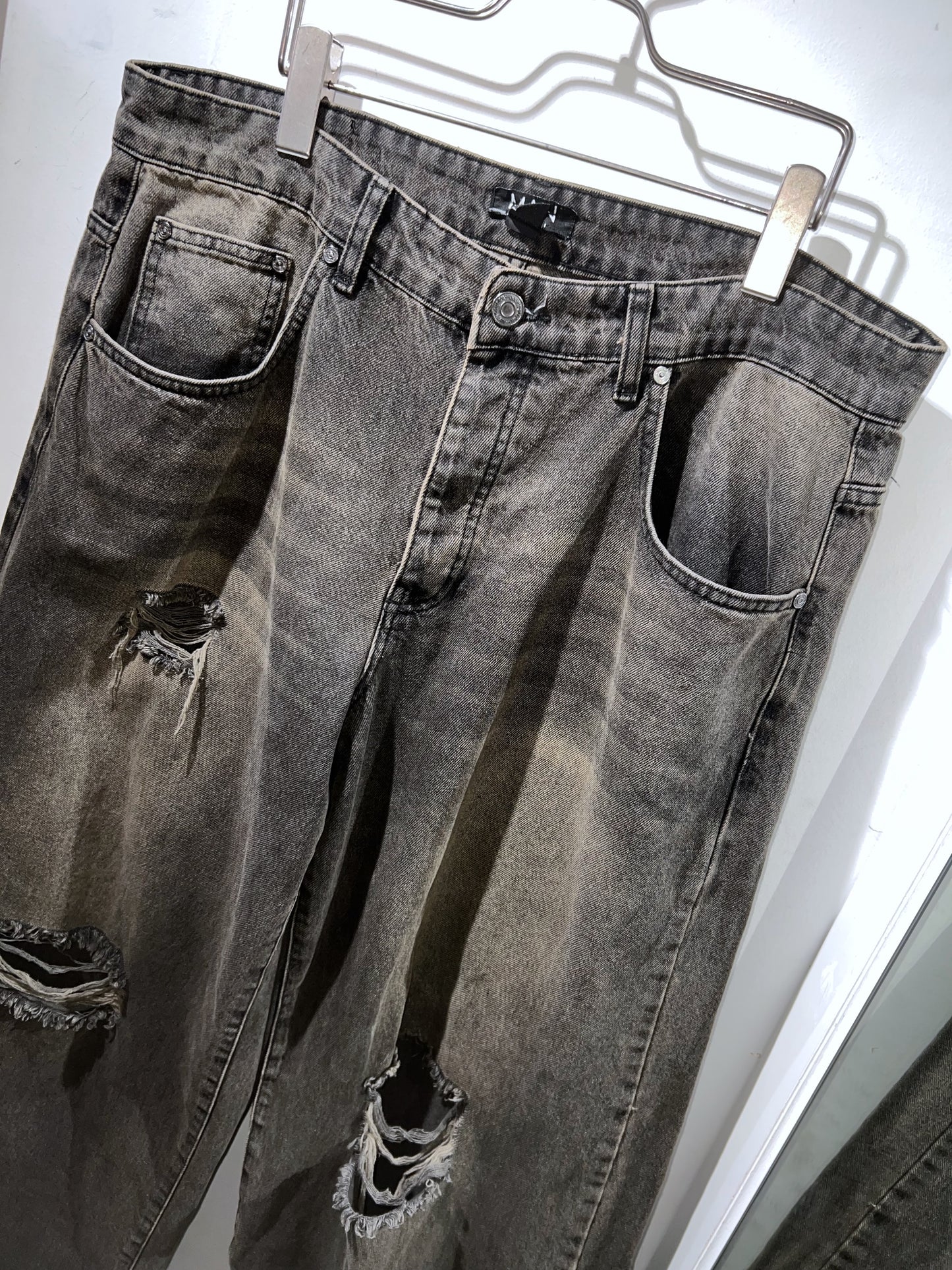 Soft Faded Distressed Baggy Jeans