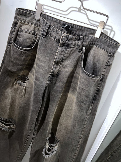 Soft Faded Distressed Baggy Jeans
