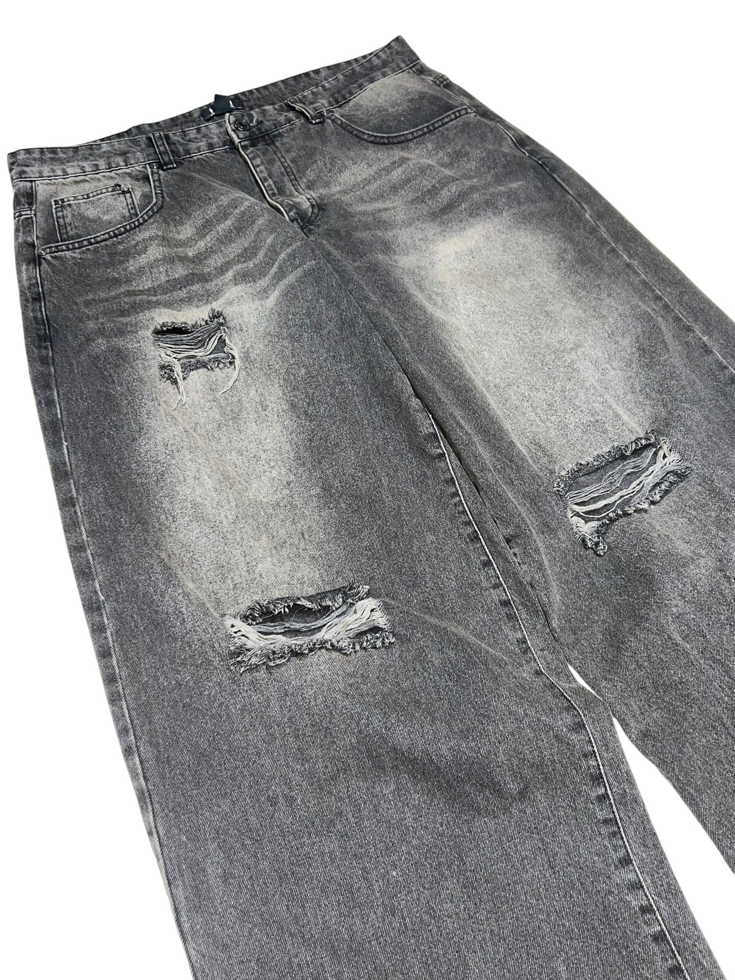 Soft Faded Distressed Baggy Jeans