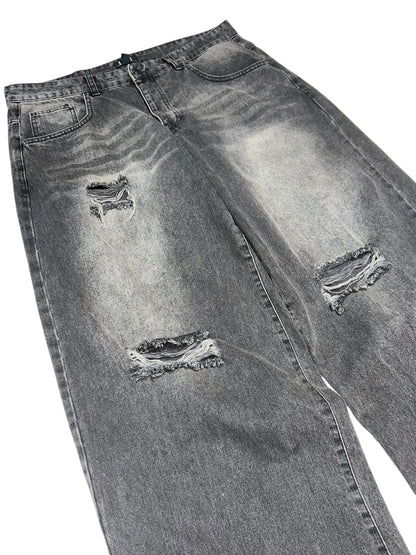 Soft Faded Distressed Baggy Jeans