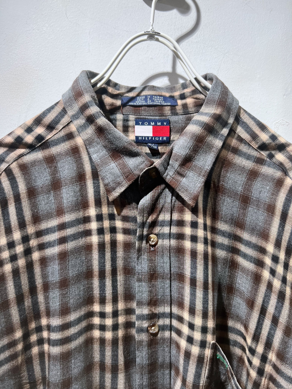 Old TOMMY HILFIGER Rayon Plaid Shirt