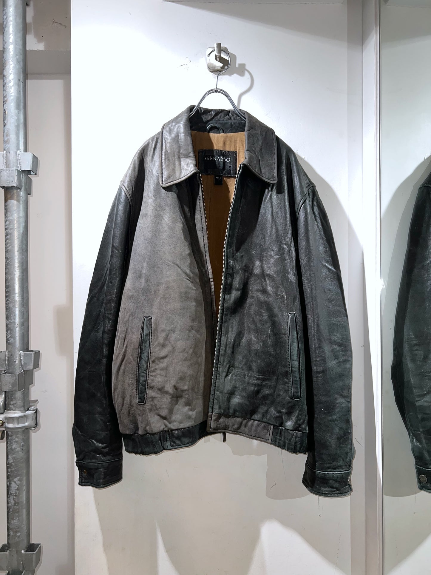 Vintage Bernardo Faded Leather Zip-Up Jacket