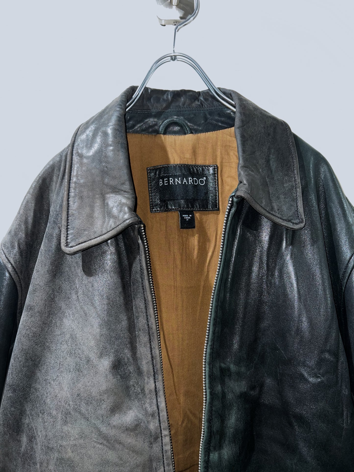 Vintage Bernardo Faded Leather Zip-Up Jacket