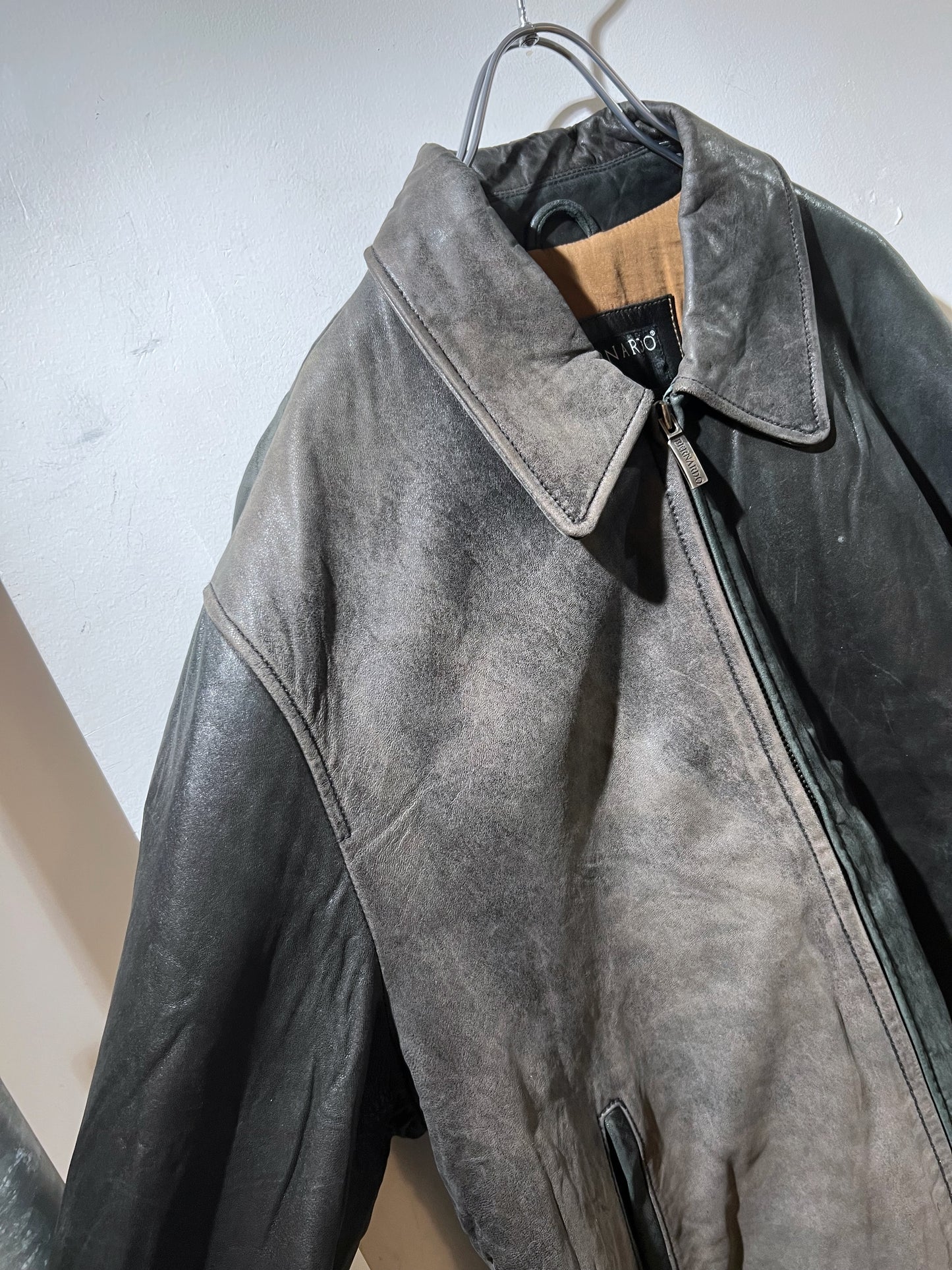 Vintage Bernardo Faded Leather Zip-Up Jacket