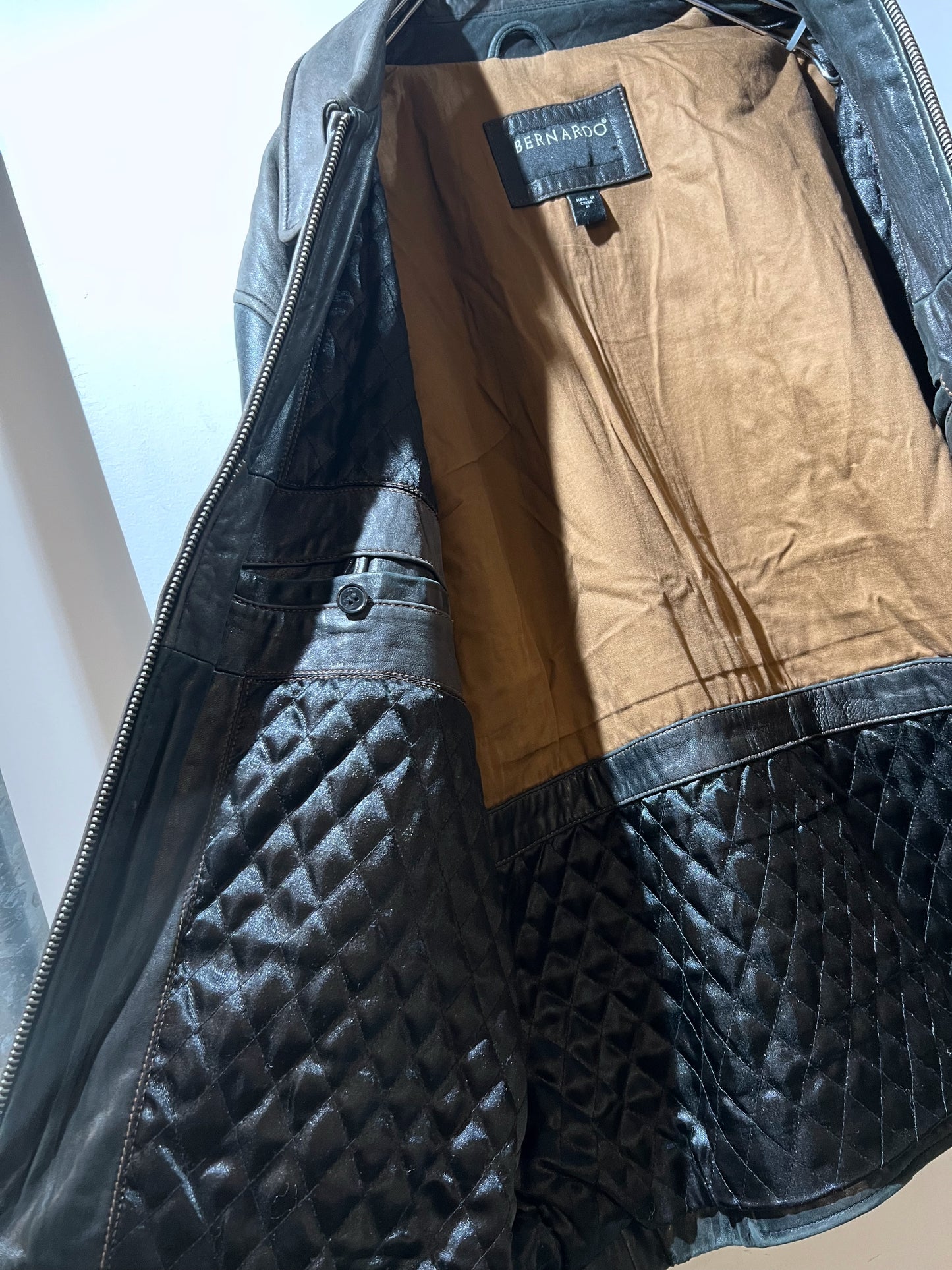 Vintage Bernardo Faded Leather Zip-Up Jacket