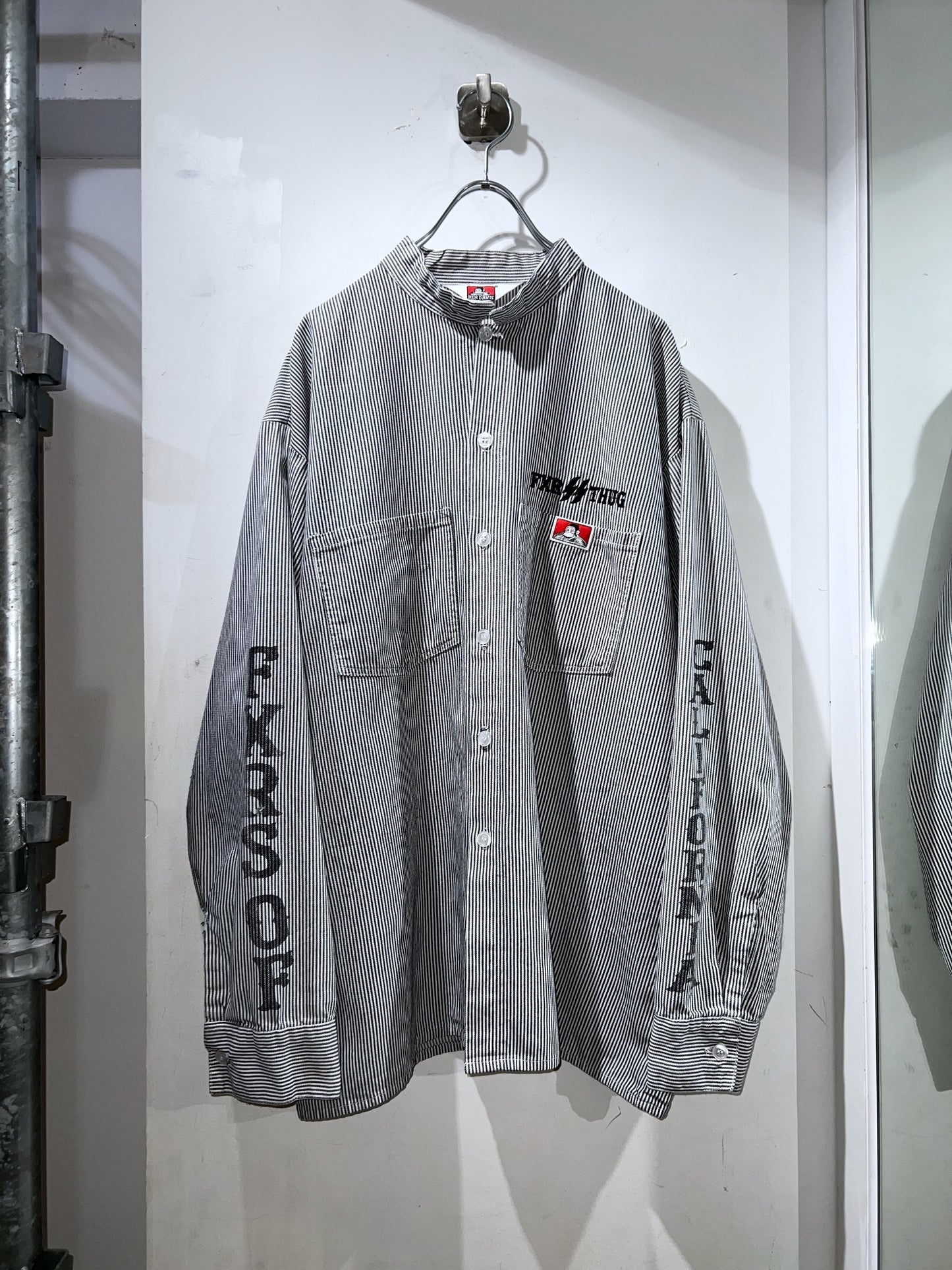 Ben Davis Hickory Striped Stand Collar WorkShirt