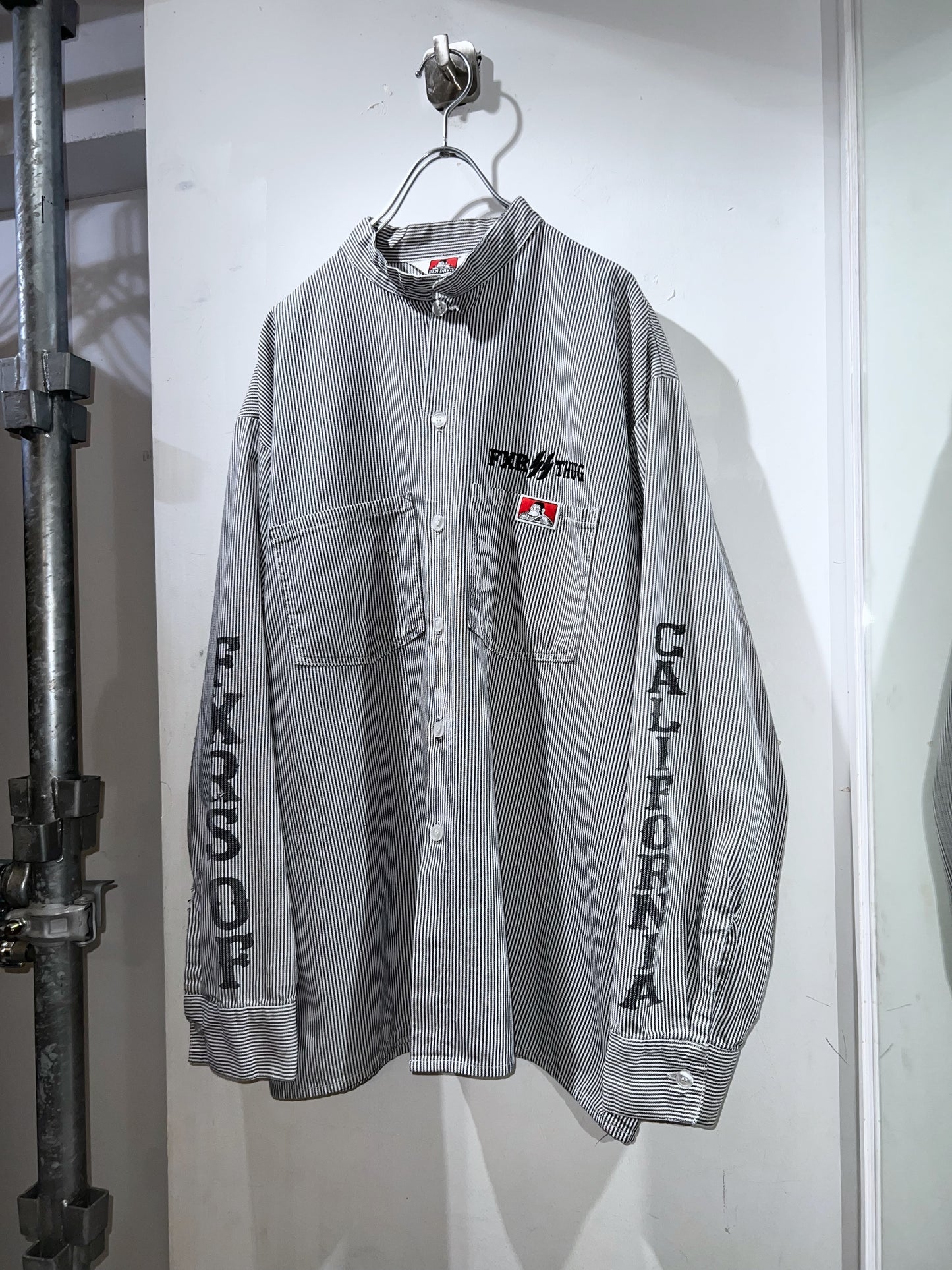 Ben Davis Hickory Striped Stand Collar WorkShirt