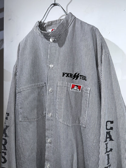 Ben Davis Hickory Striped Stand Collar WorkShirt