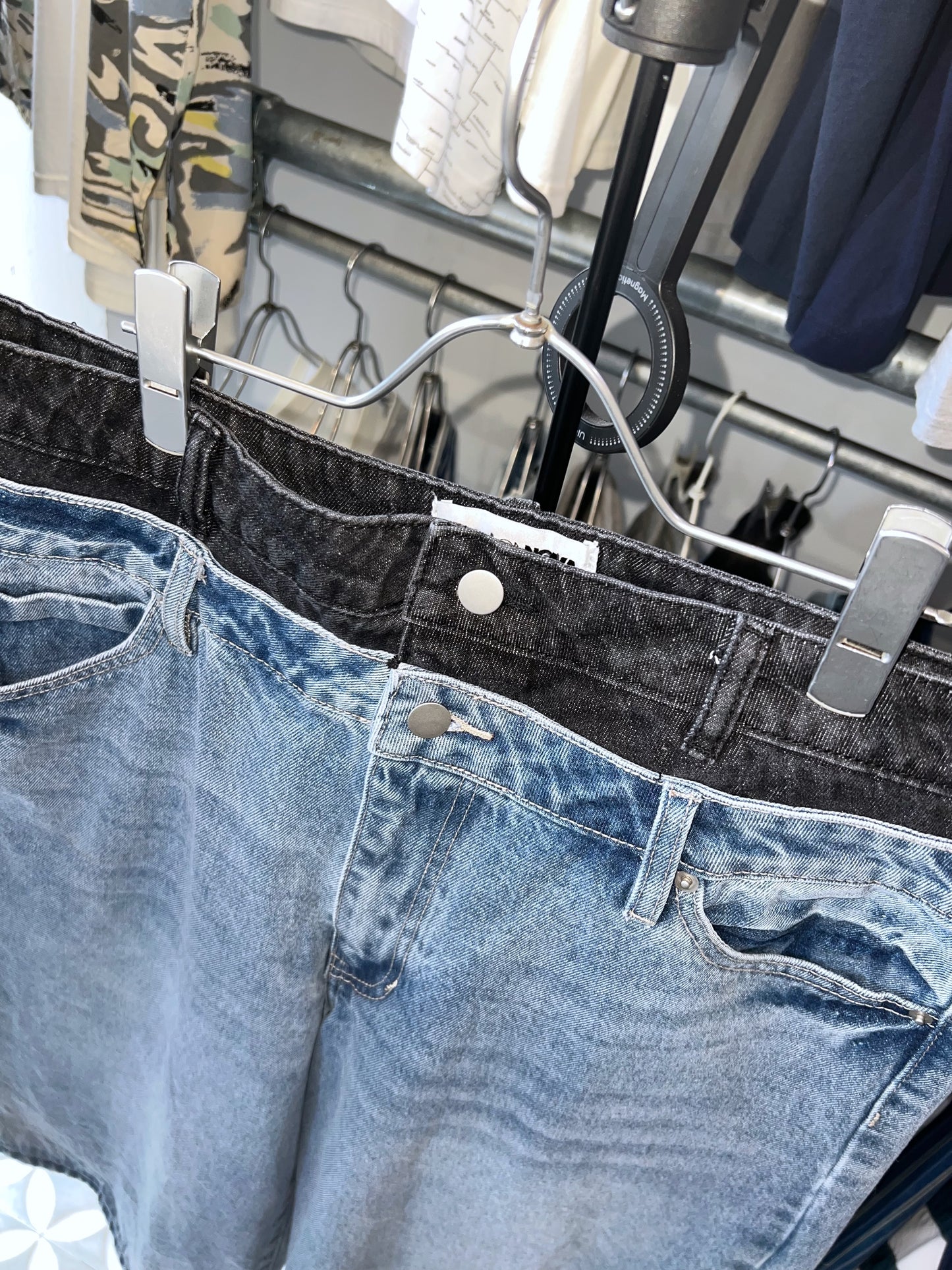 Nova Double Waist Baggy Denim Shorts