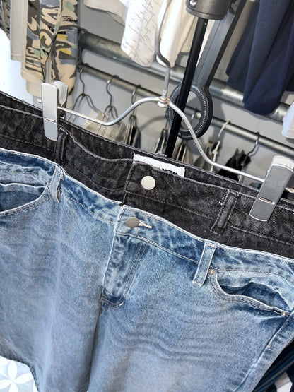 Nova Double Waist Baggy Denim Shorts