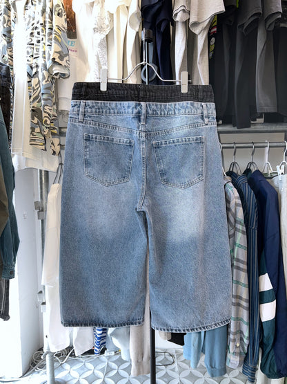 Nova Double Waist Baggy Denim Shorts