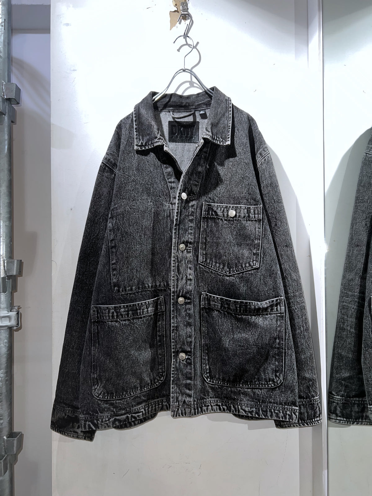 DKNY Black Denim Coverall Jacket