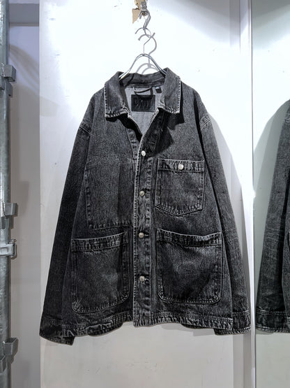 DKNY Black Denim Coverall Jacket