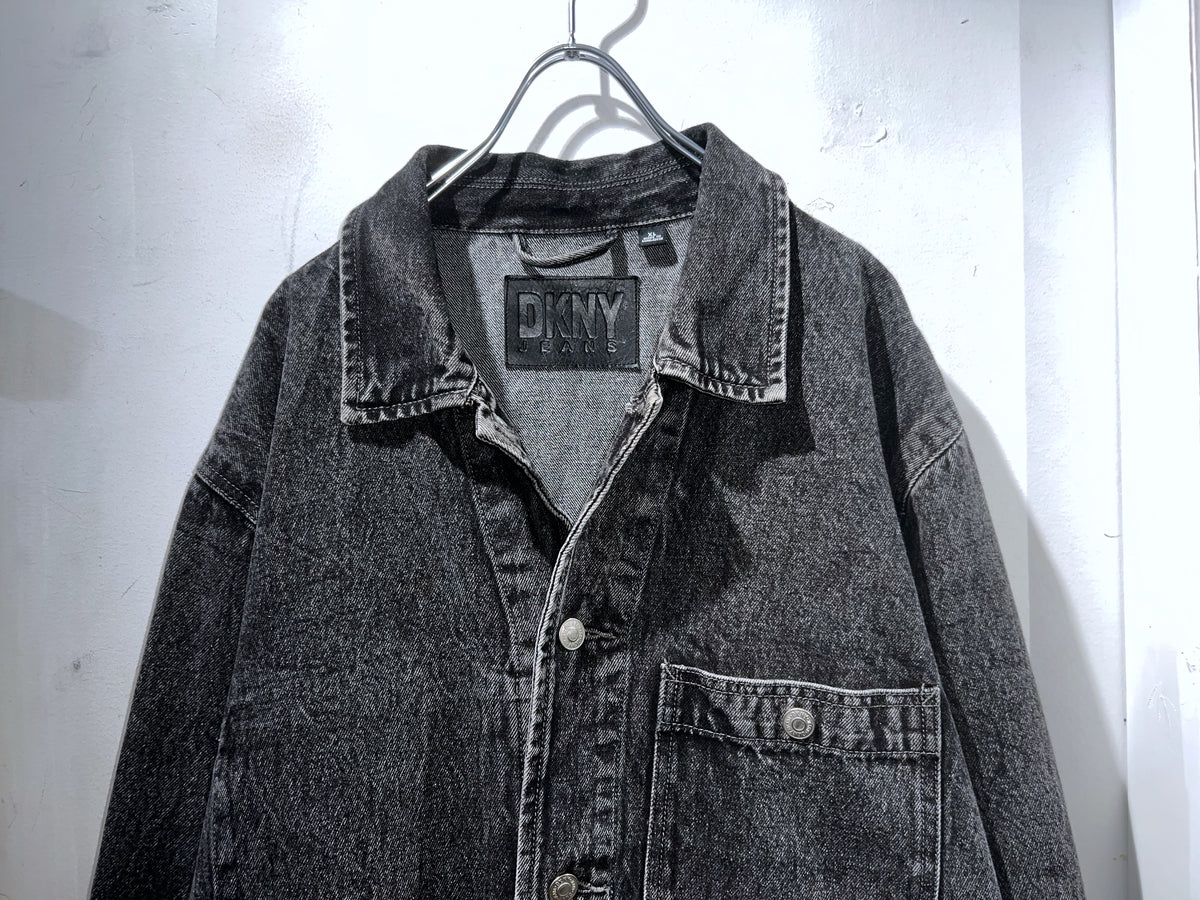 DKNY Black Denim Coverall Jacket