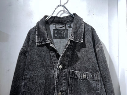 DKNY Black Denim Coverall Jacket