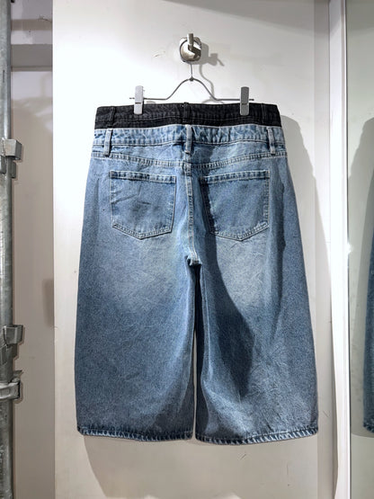 Nova Double Waist Baggy Denim Shorts