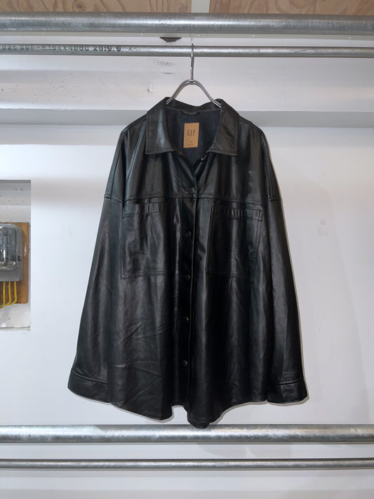 GAP PU Leagher Oversized Boxy Shirt Jacket