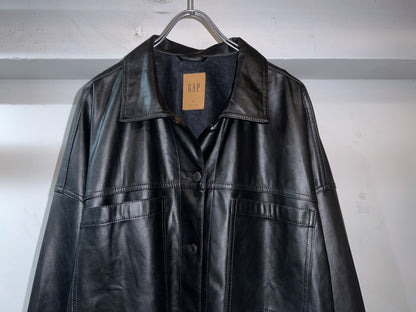 GAP PU Leagher Oversized Boxy Shirt Jacket