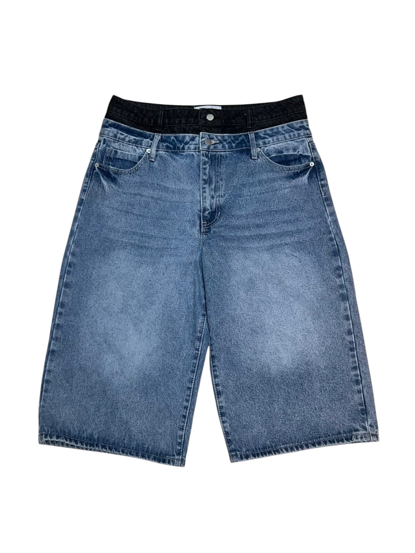 Nova Double Waist Baggy Denim Shorts