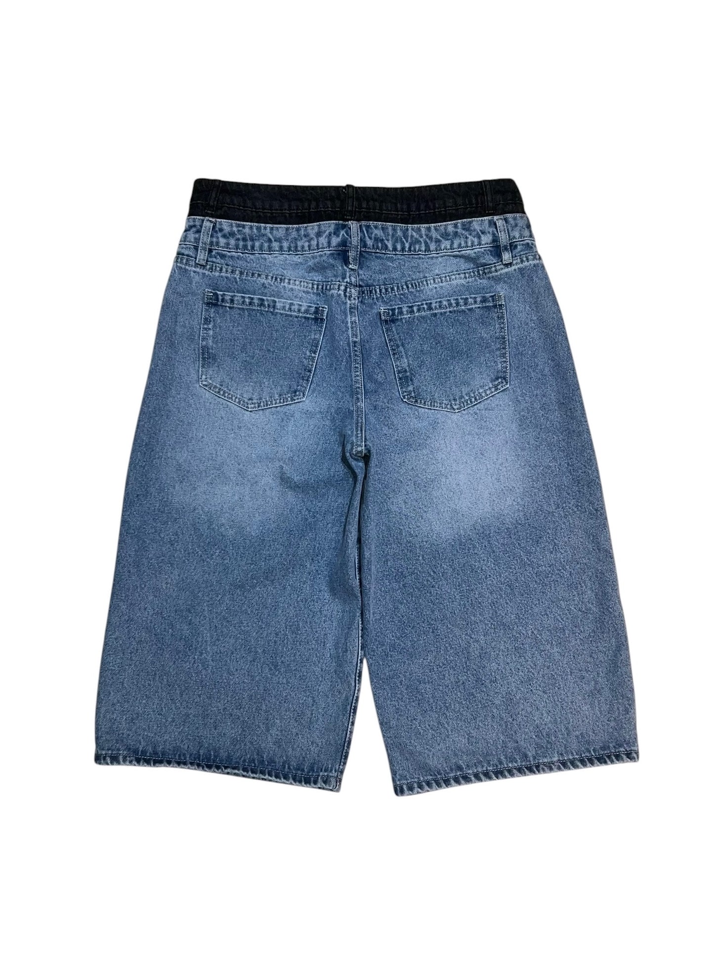Nova Double Waist Baggy Denim Shorts