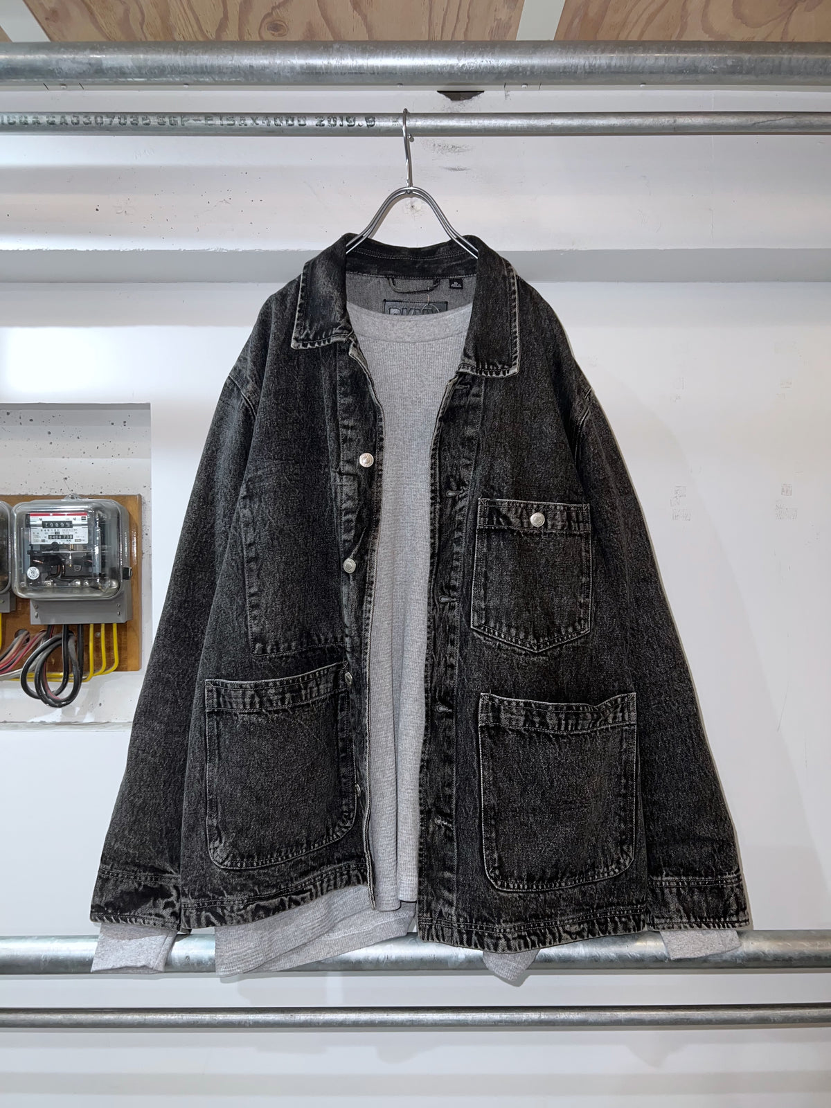 DKNY Black Denim Coverall Jacket