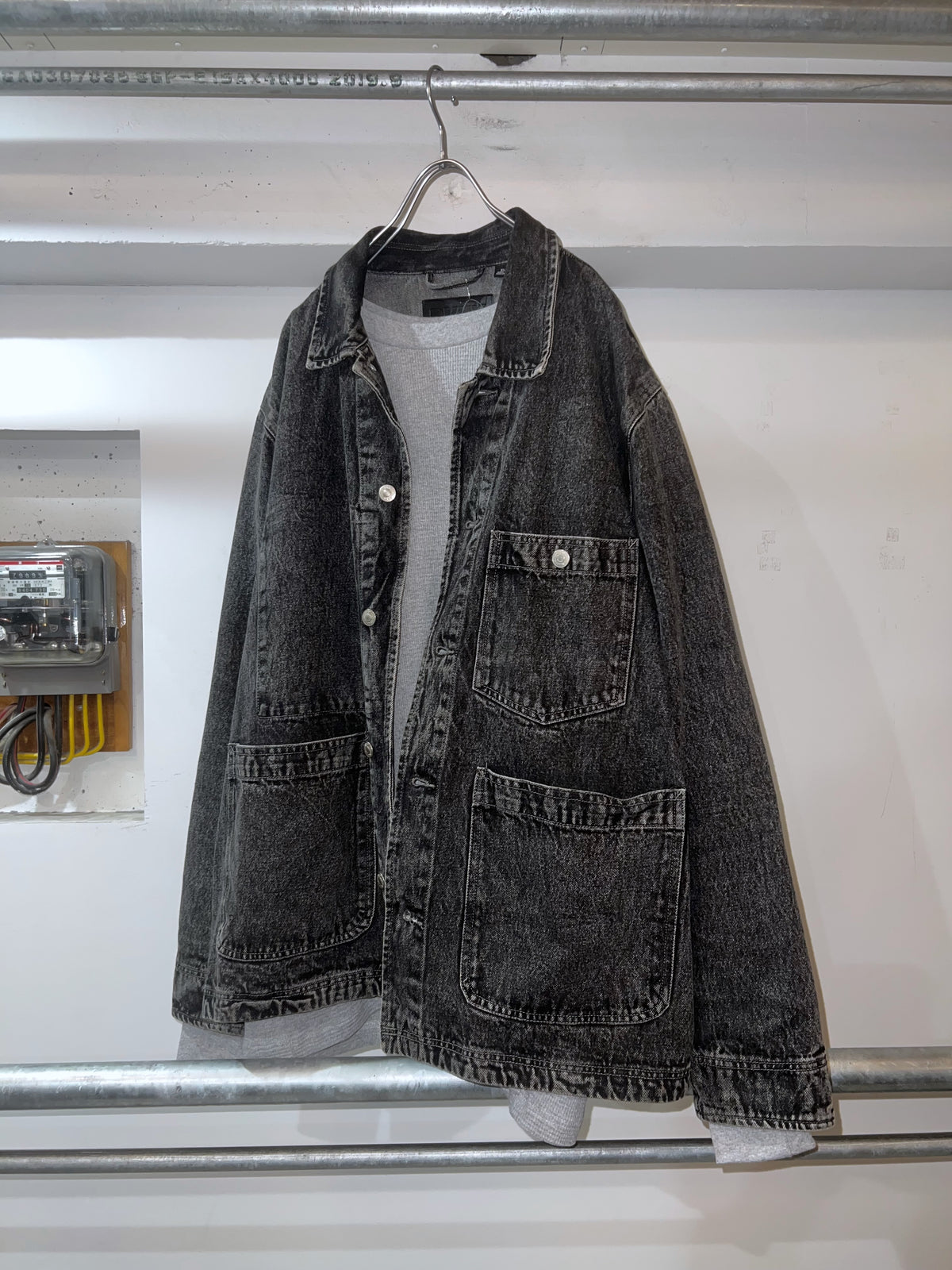 DKNY Black Denim Coverall Jacket