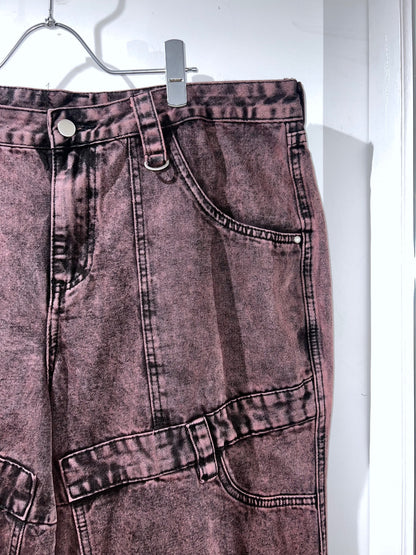 Pink Stonewash Baggy Denim Pants
