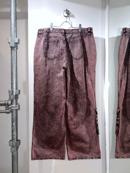 Pink Stonewash Baggy Denim Pants