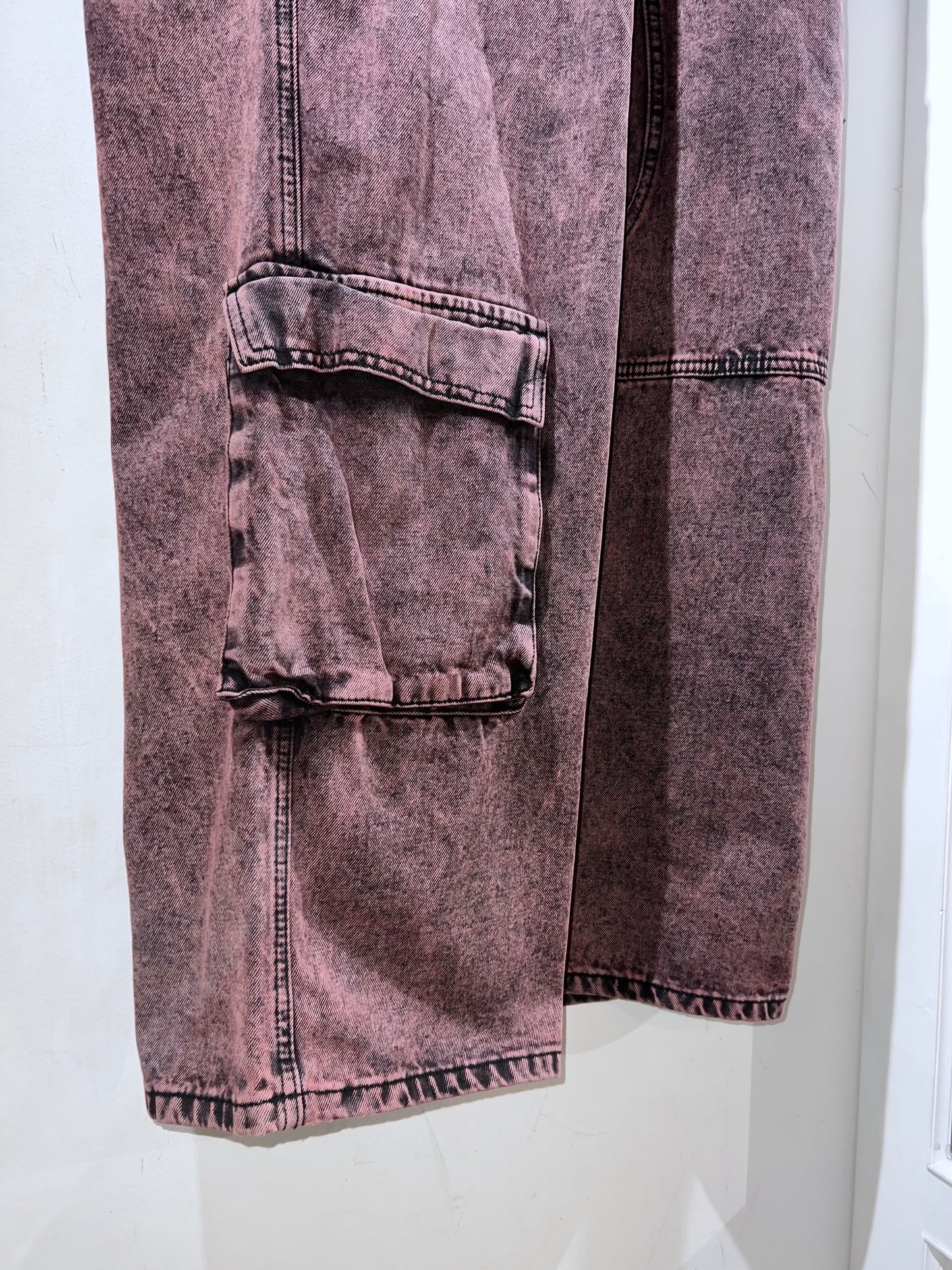 Pink Stonewash Baggy Denim Pants