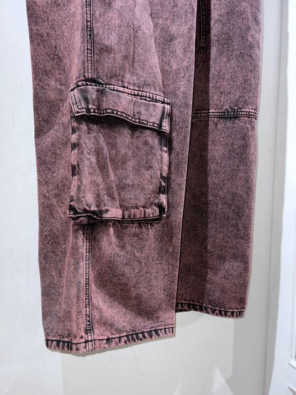 Pink Stonewash Baggy Denim Pants
