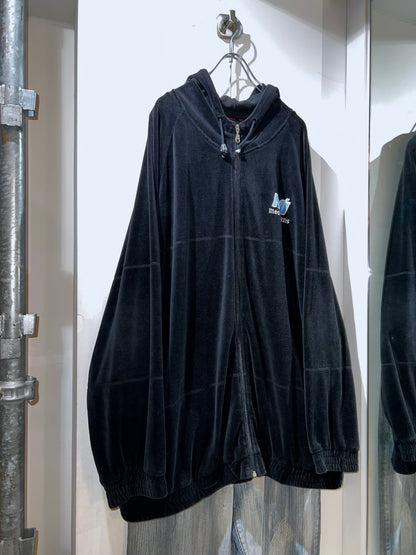 00s Mecca Oversized Velour Zip Up Hoodie