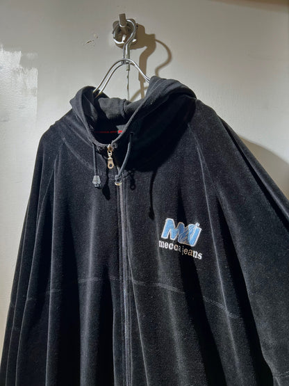 00s Mecca Oversized Velour Zip Up Hoodie