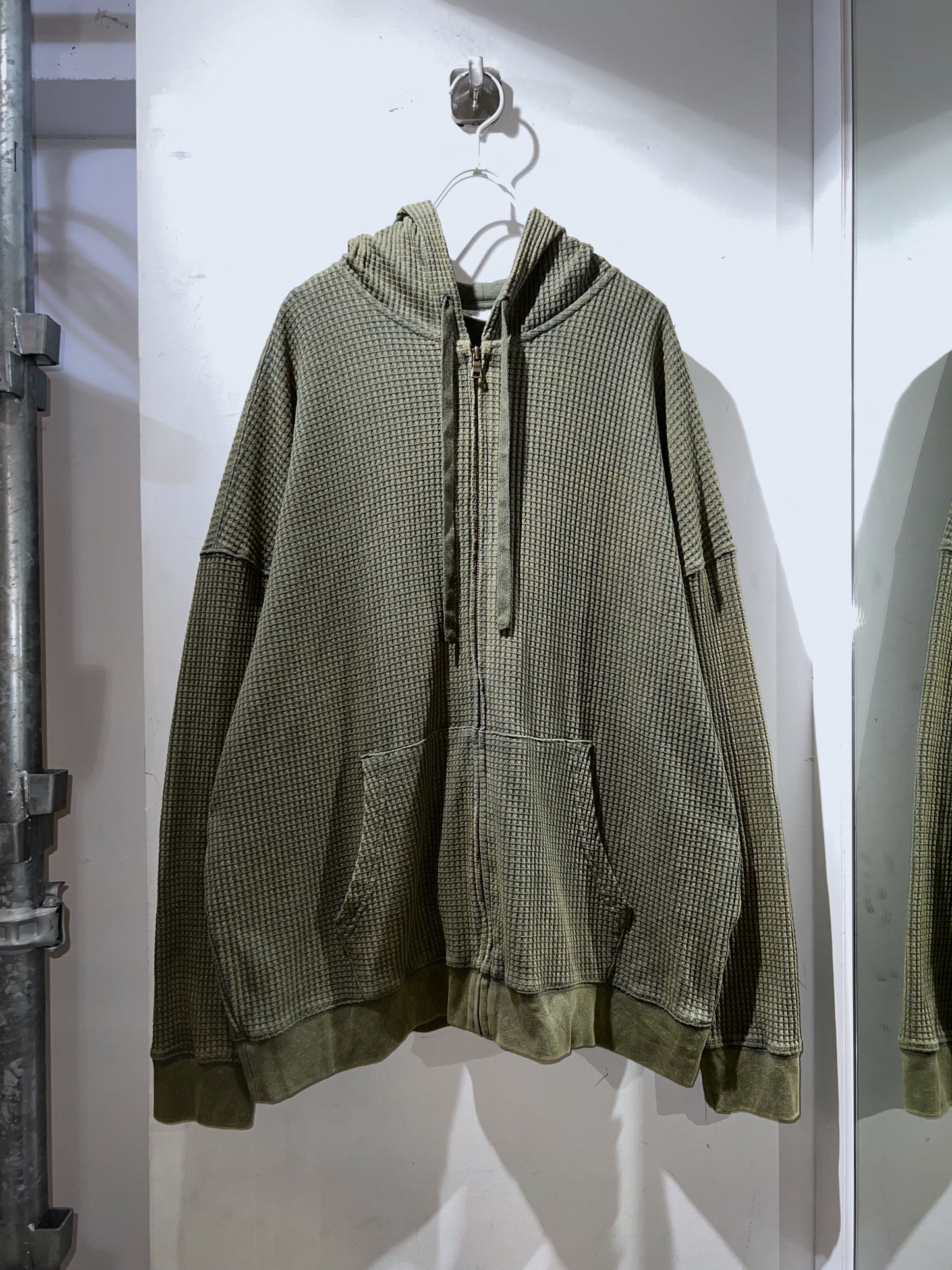 NoBo Loose Oversized Waffle Zip-Up Hoodie
