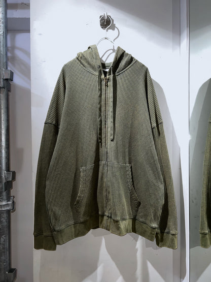 NoBo Loose Oversized Waffle Zip-Up Hoodie