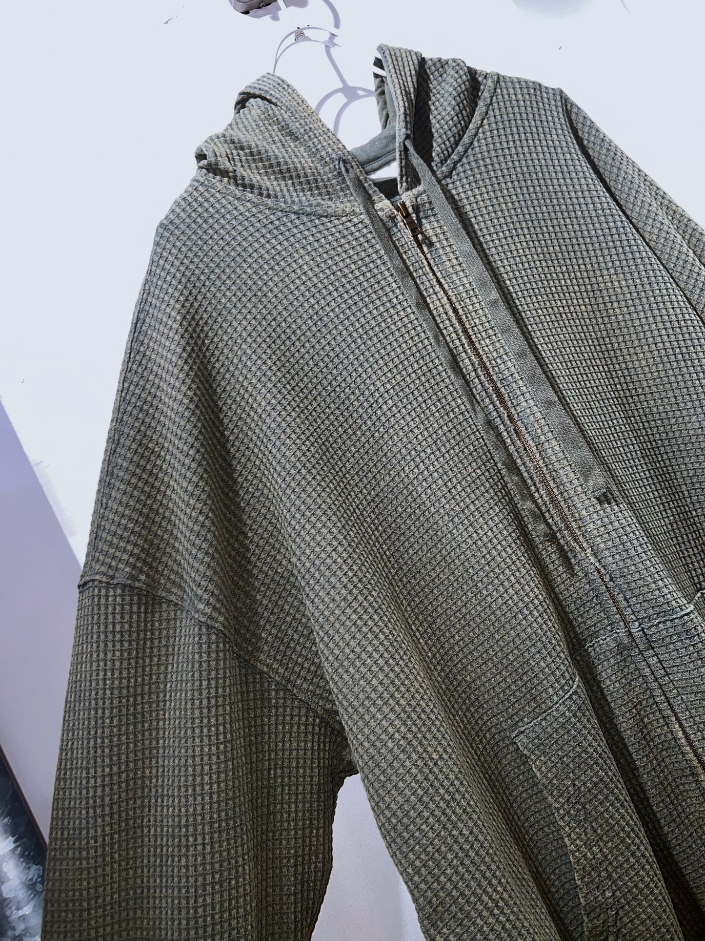 NoBo Loose Oversized Waffle Zip-Up Hoodie