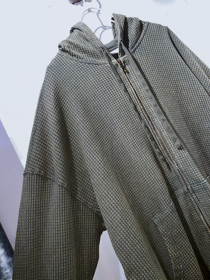 NoBo Loose Oversized Waffle Zip-Up Hoodie