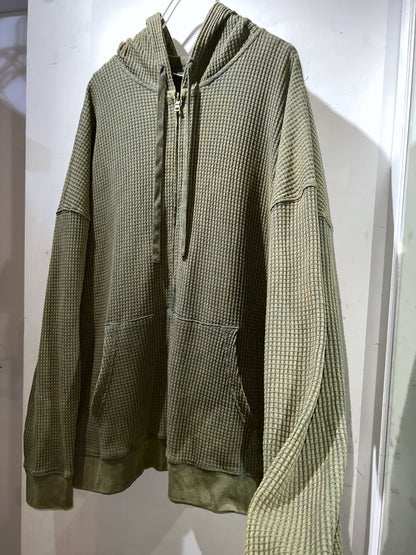 NoBo Loose Oversized Waffle Zip-Up Hoodie