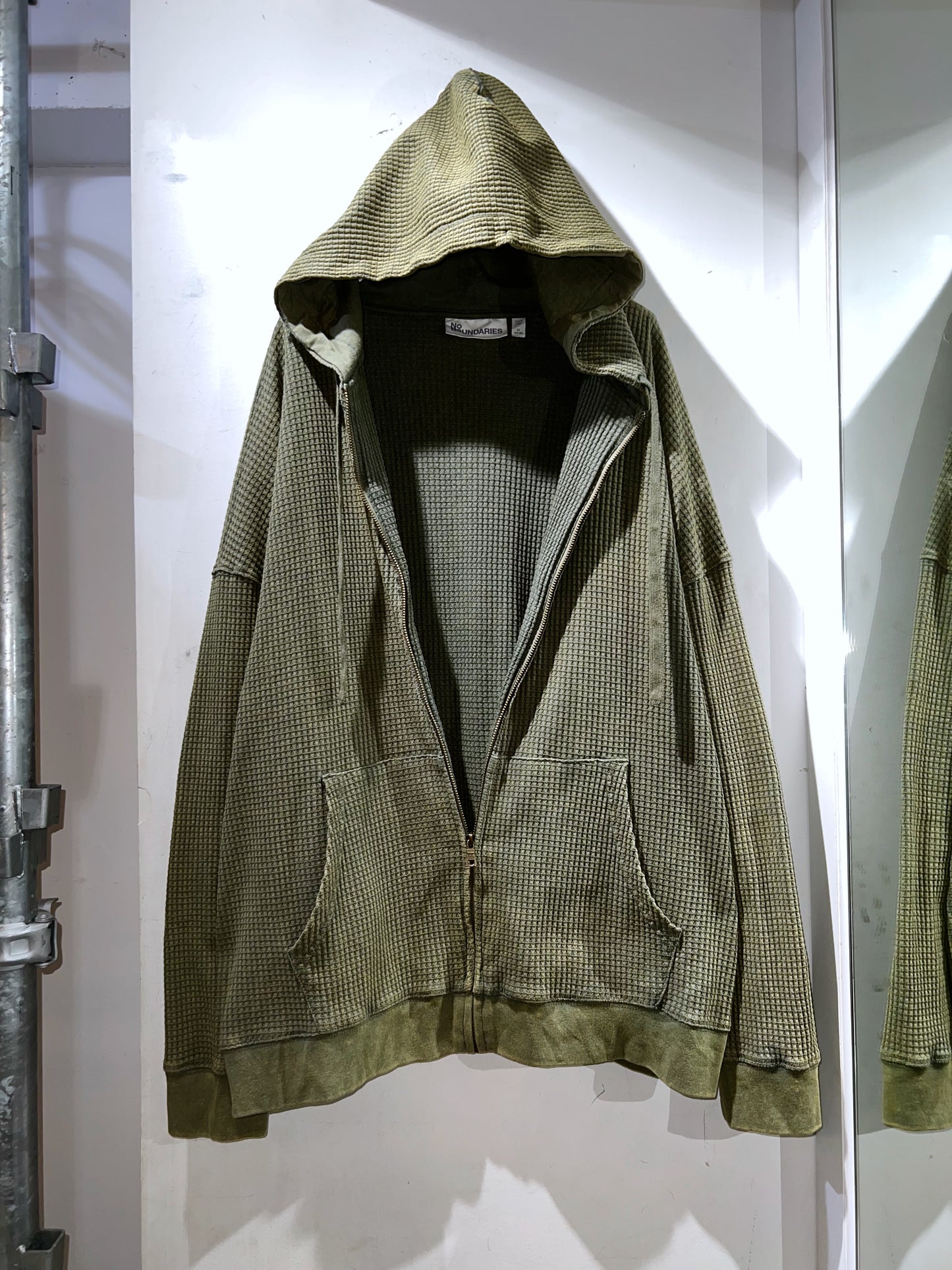 NoBo Loose Oversized Waffle Zip-Up Hoodie