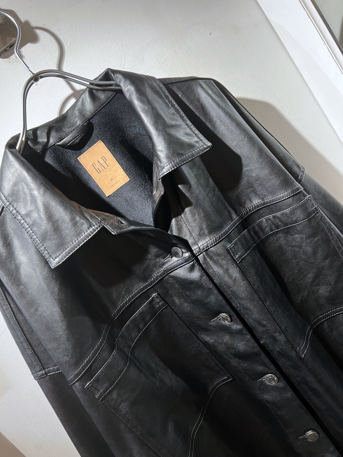 GAP PU Leagher Oversized Boxy Shirt Jacket