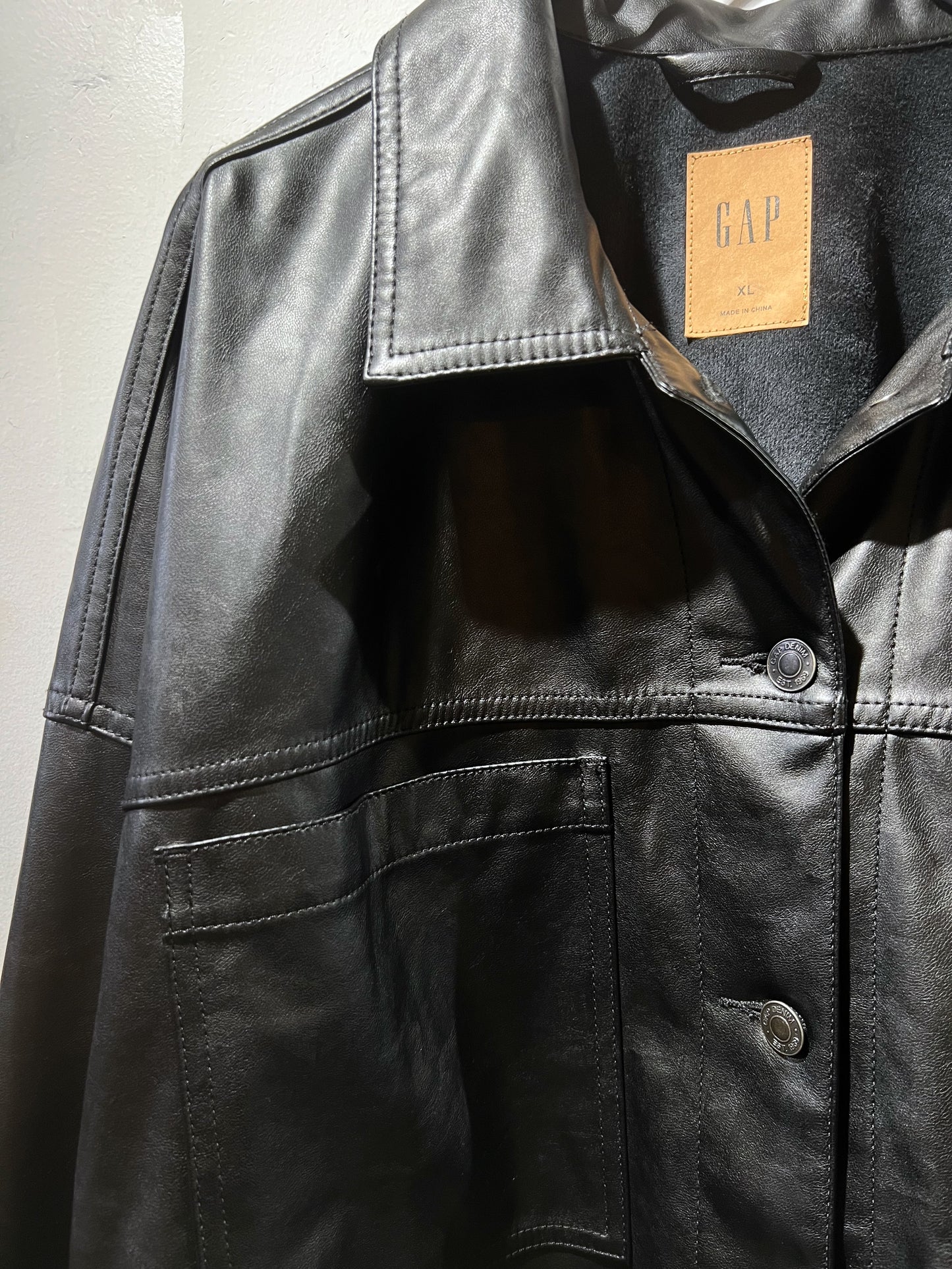 GAP PU Leagher Oversized Boxy Shirt Jacket