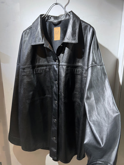 GAP PU Leagher Oversized Boxy Shirt Jacket