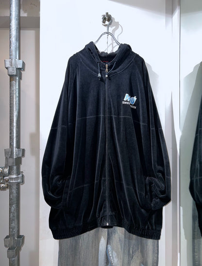 00s Mecca Oversized Velour Zip Up Hoodie