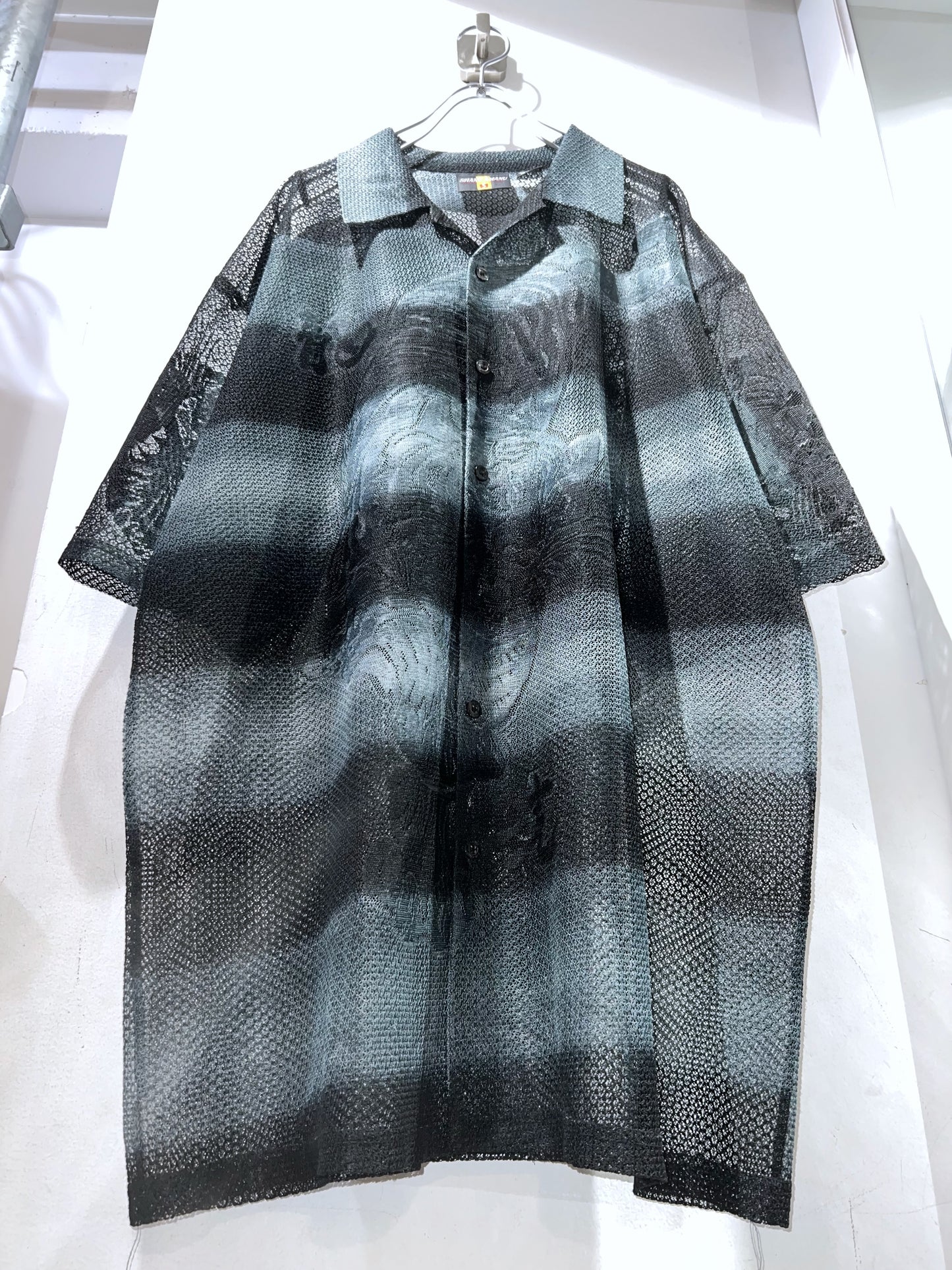 Old Gradation Mesh Open Collar Shirt