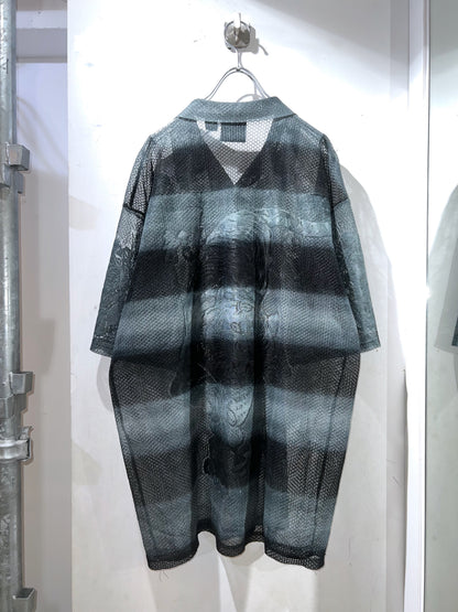 Old Gradation Mesh Open Collar Shirt