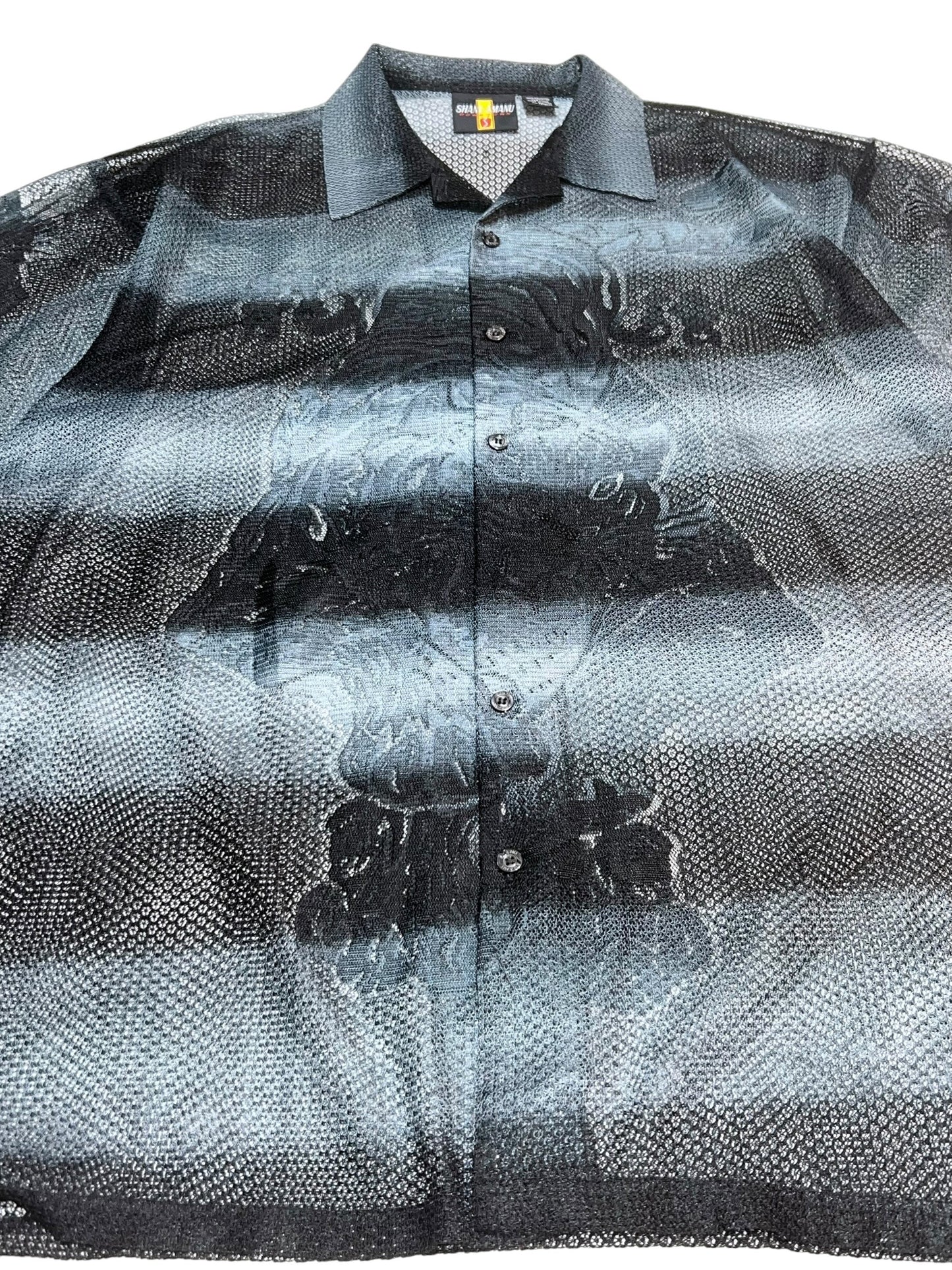 Old Gradation Mesh Open Collar Shirt