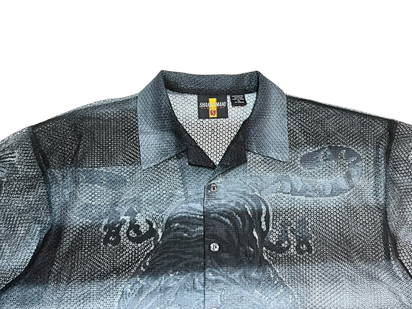 Old Gradation Mesh Open Collar Shirt
